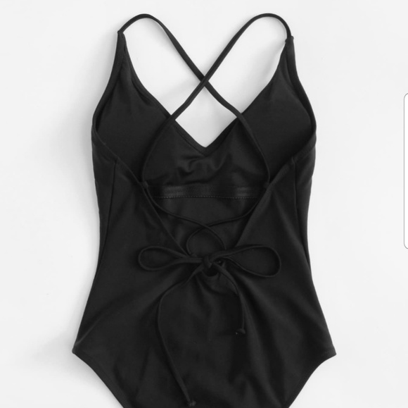 Lace Up Back One Piece Swimsuit - Picture 3 of 8